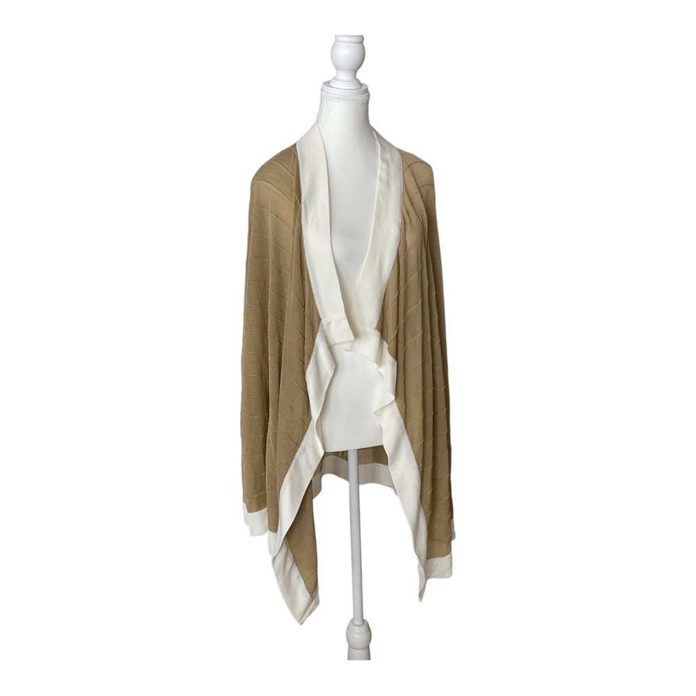 Misook XL Camel Cream Draped Waterfall Cardigan Lightweight Knit - Picture 2 of 9